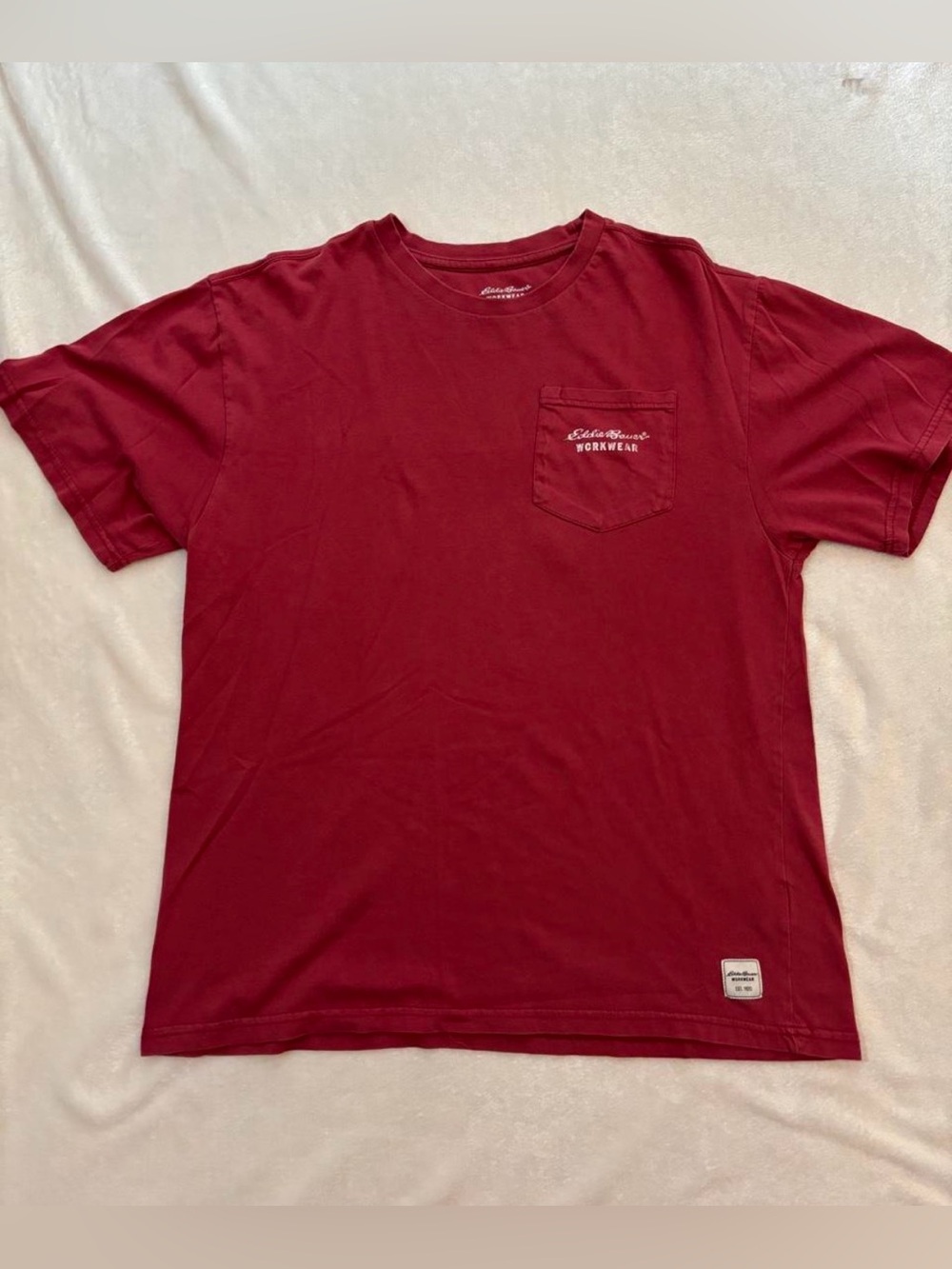 Eddie Bauer Men's Deep Red Short Sleeve Pocket Tee